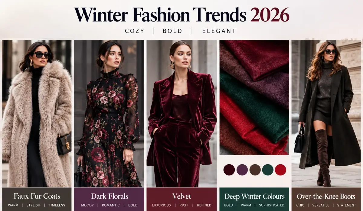 Winter Fashion Trends 2026 Bring Faux Fur Coats and Dark Florals